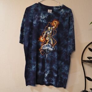 Vintage Marvel Blue Tie-Dye Graphic Tee Size XL